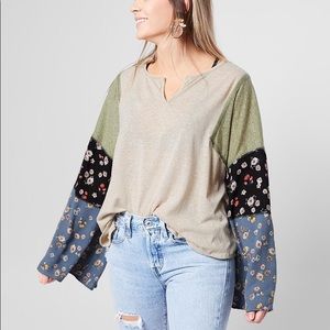 Peach Love California Split Neck Triblend Top